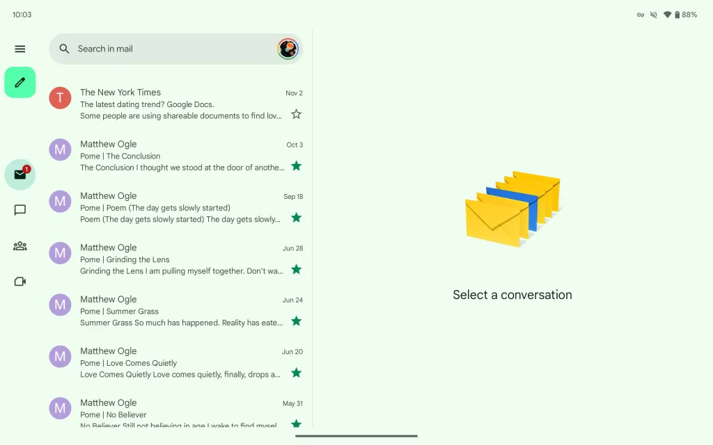 Verbesserung der Gmail-Benutzeroberfläche für Tablets