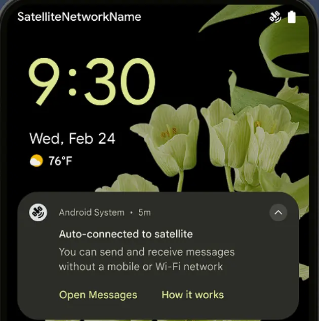 Android 15-Satellitennetzwerkkonnektivität