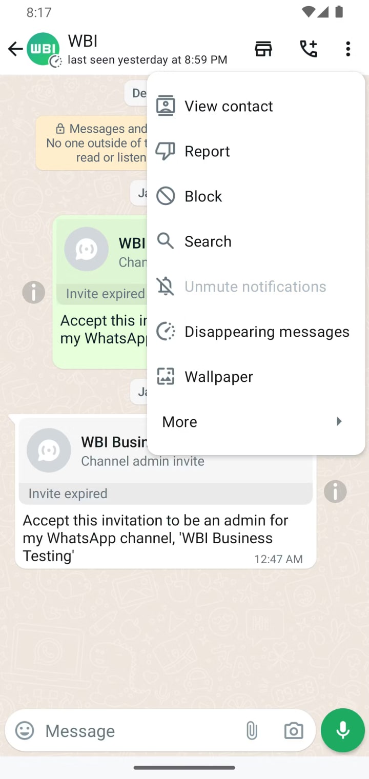 WhatsApp-Symbole mit drei Punkten im Menü