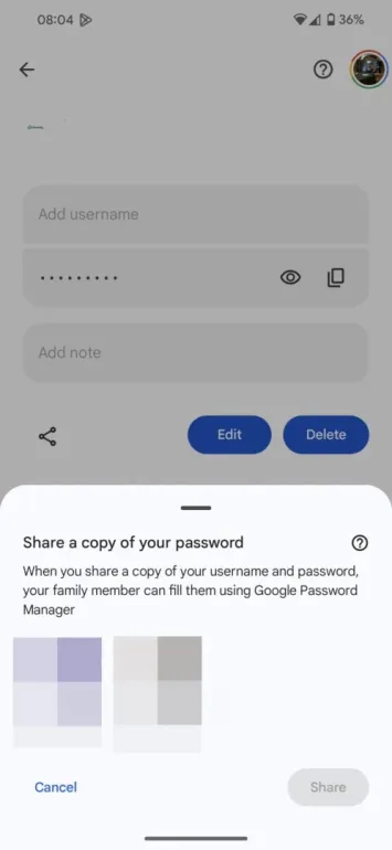 Google Password Manager Passwort teilen