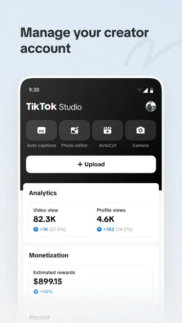 TikTok Studio-Konto verwalten