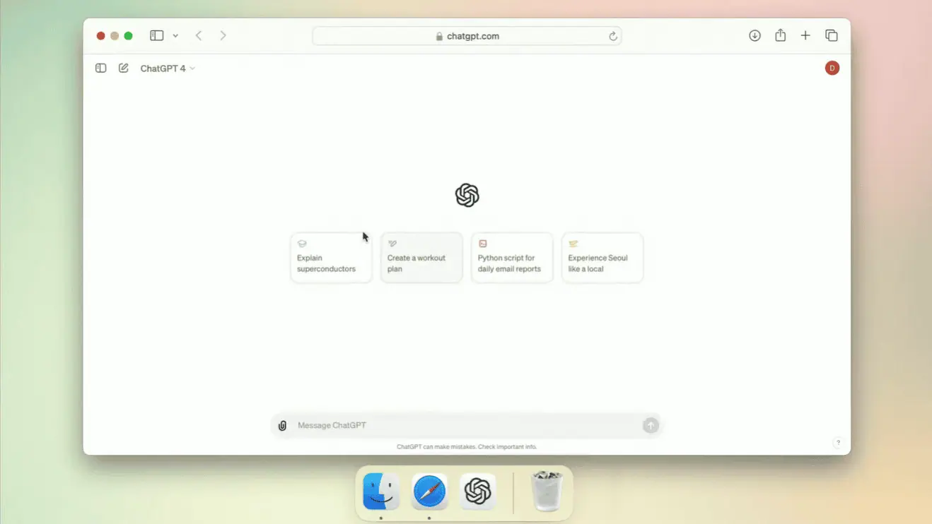 Chatgpt-Desktop-App für Mac, neue Benutzeroberfläche