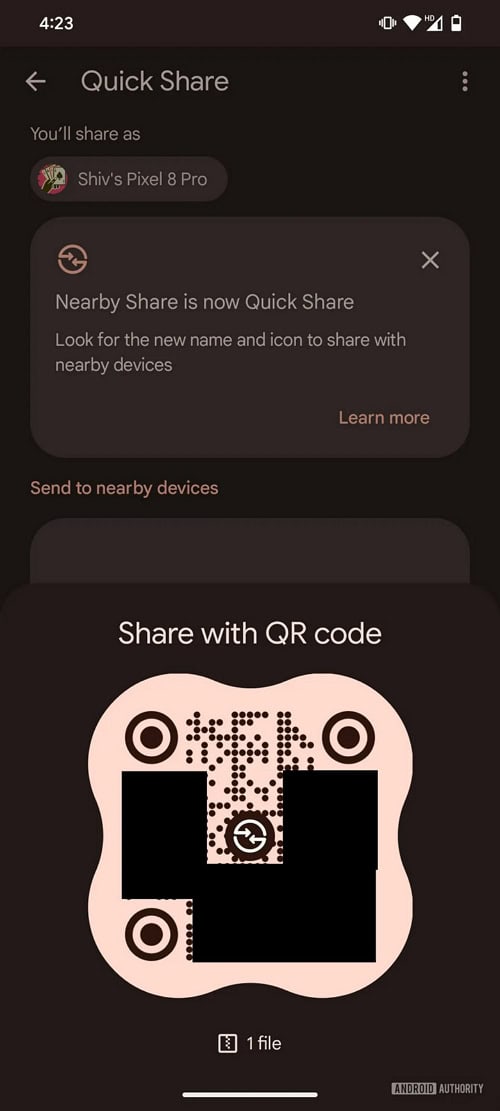 QR-Code in Quick Share.